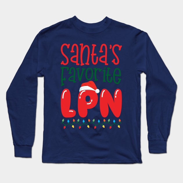 Santa's Favorite LPN Christmas Nursing Long Sleeve T-Shirt by teevisionshop